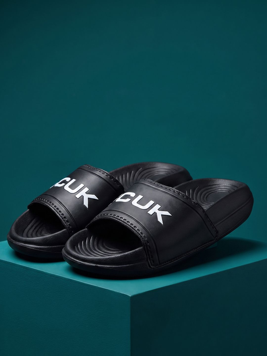 FCUK Men Brand Logo Printed Sliders