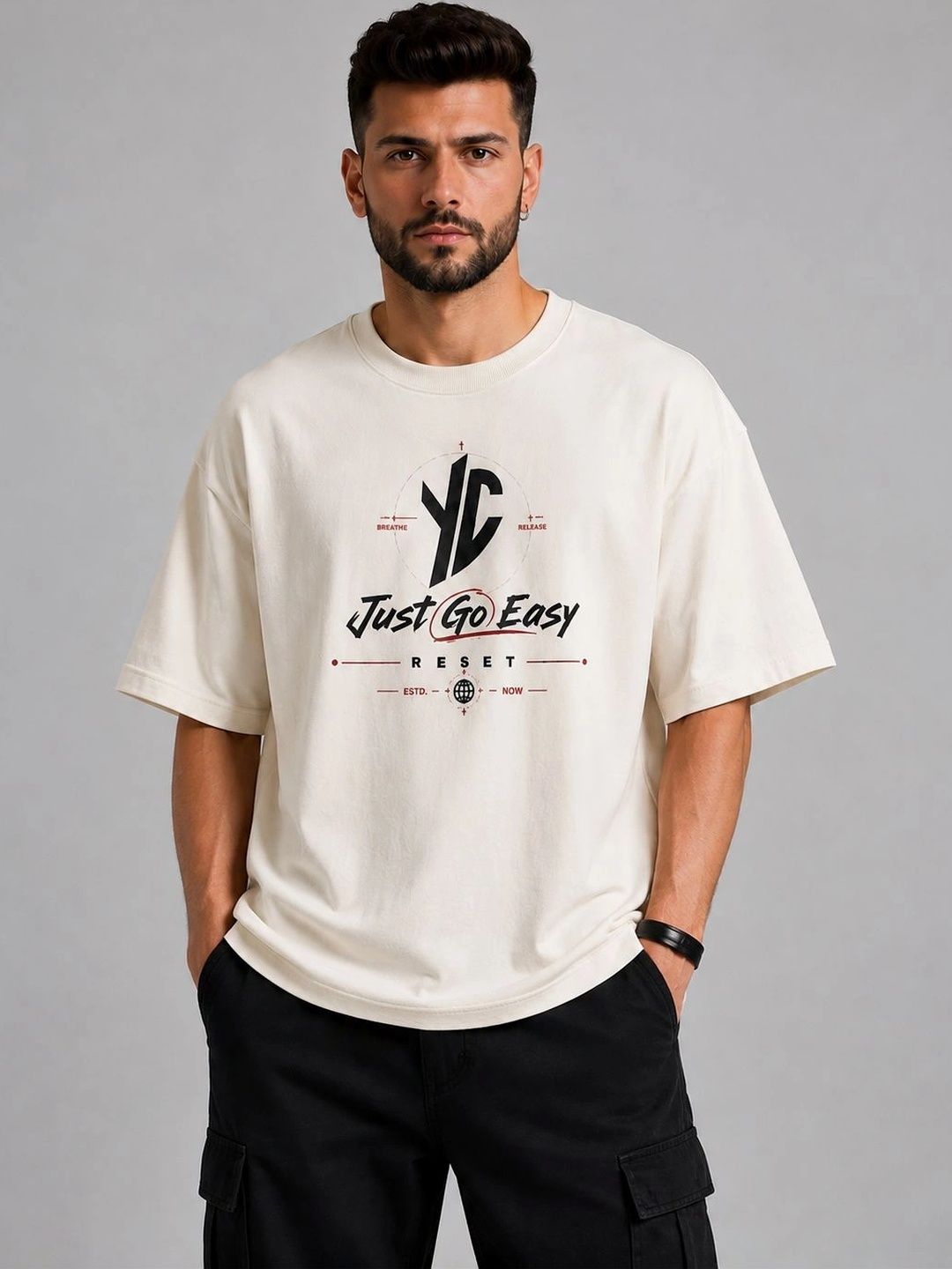 HIMYUG Men Printed Drop-Shoulder Sleeves T-shirt