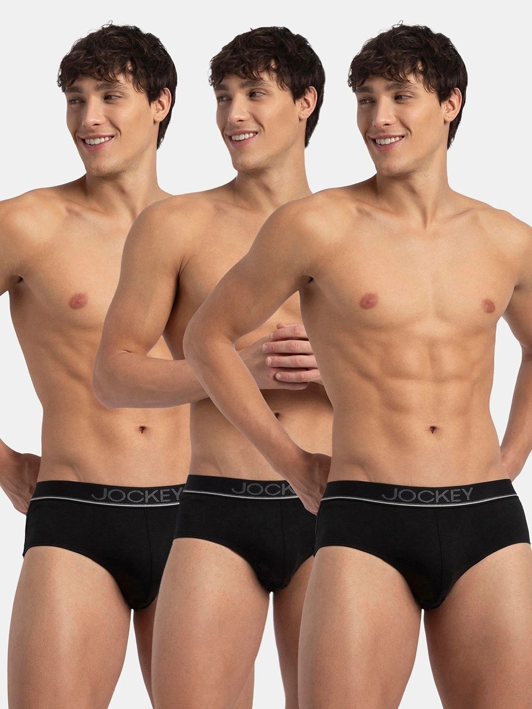 Jockey Pack of 3 Super Combed Cotton Solid Brief with Ultrasoft Waistband-8037