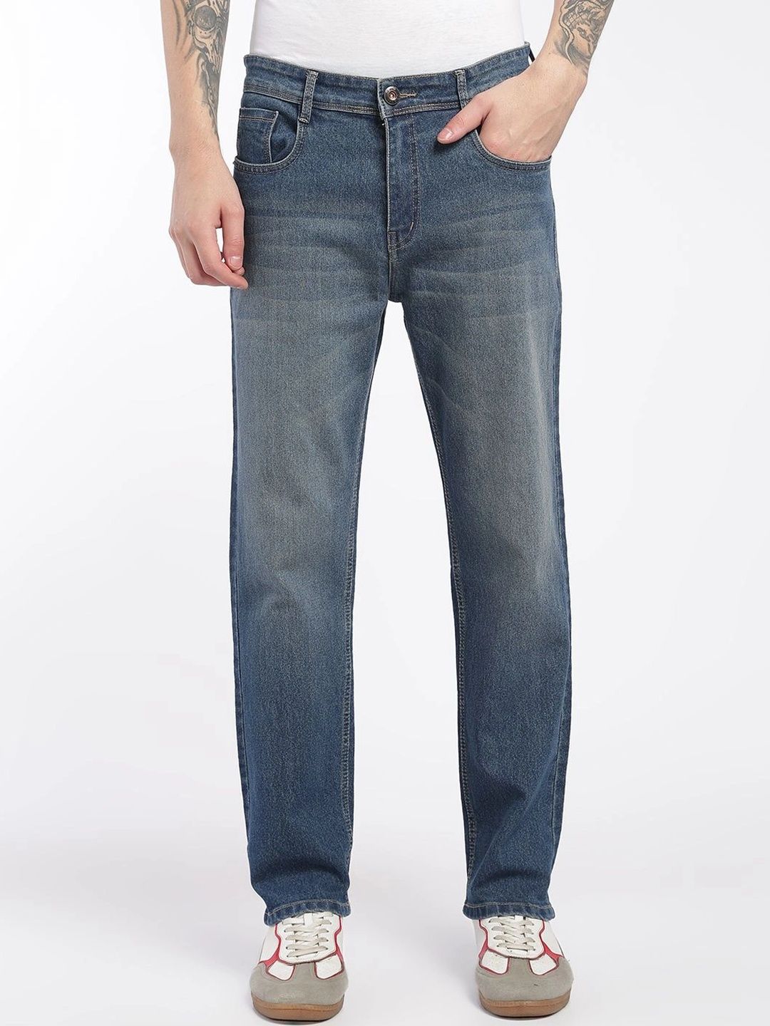 zayla Men Jean Regular Fit Mid-Rise Light Fade Stretchable Jeans