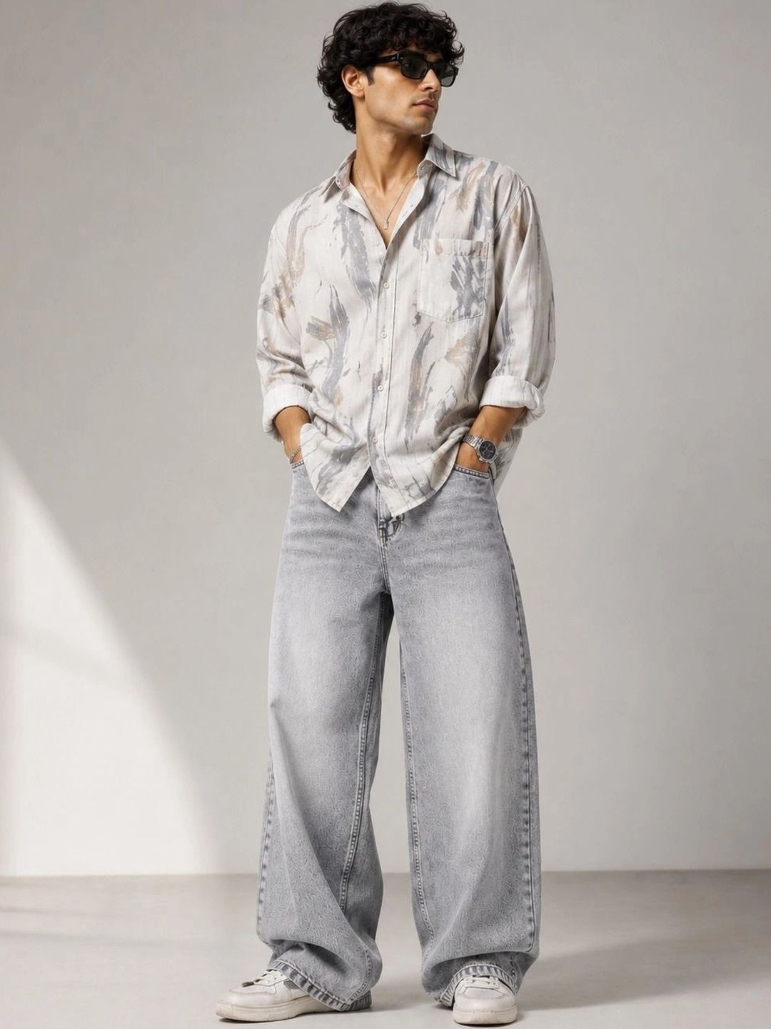 SiNk DENIMS Men Wide Leg Mid-Rise Light Fade Jeans