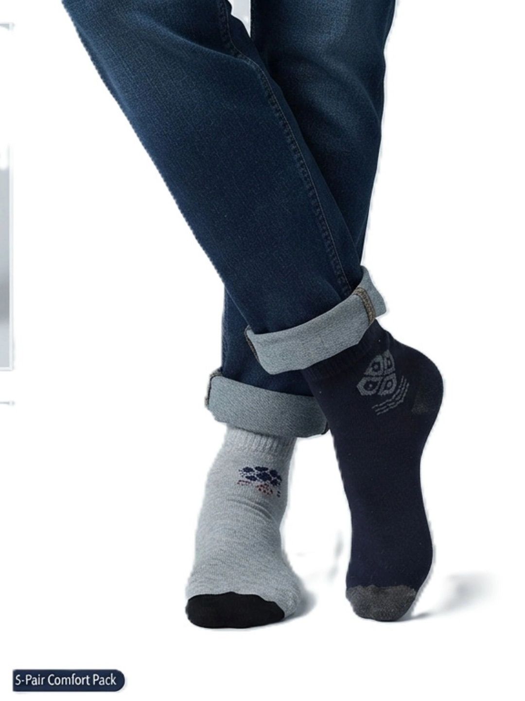 TINY HANDS Men Pack of 5 Cotton Assorted Patterned Above Ankle Socks