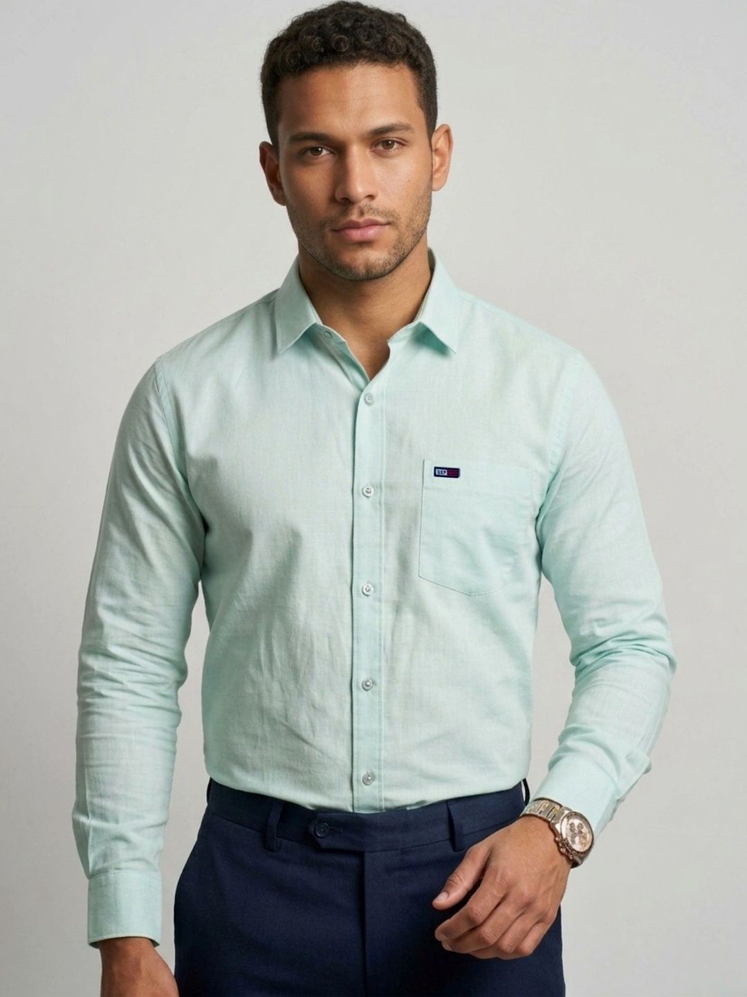 U.S. PITCHERS Men Modern Slim Fit Formal Shirt