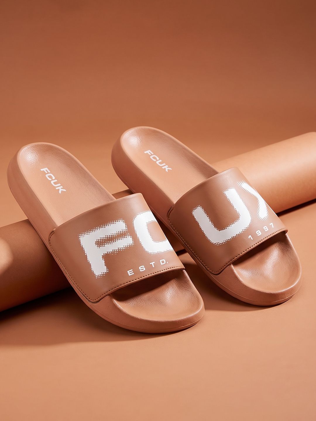FCUK Men Brand Logo Printed Sliders
