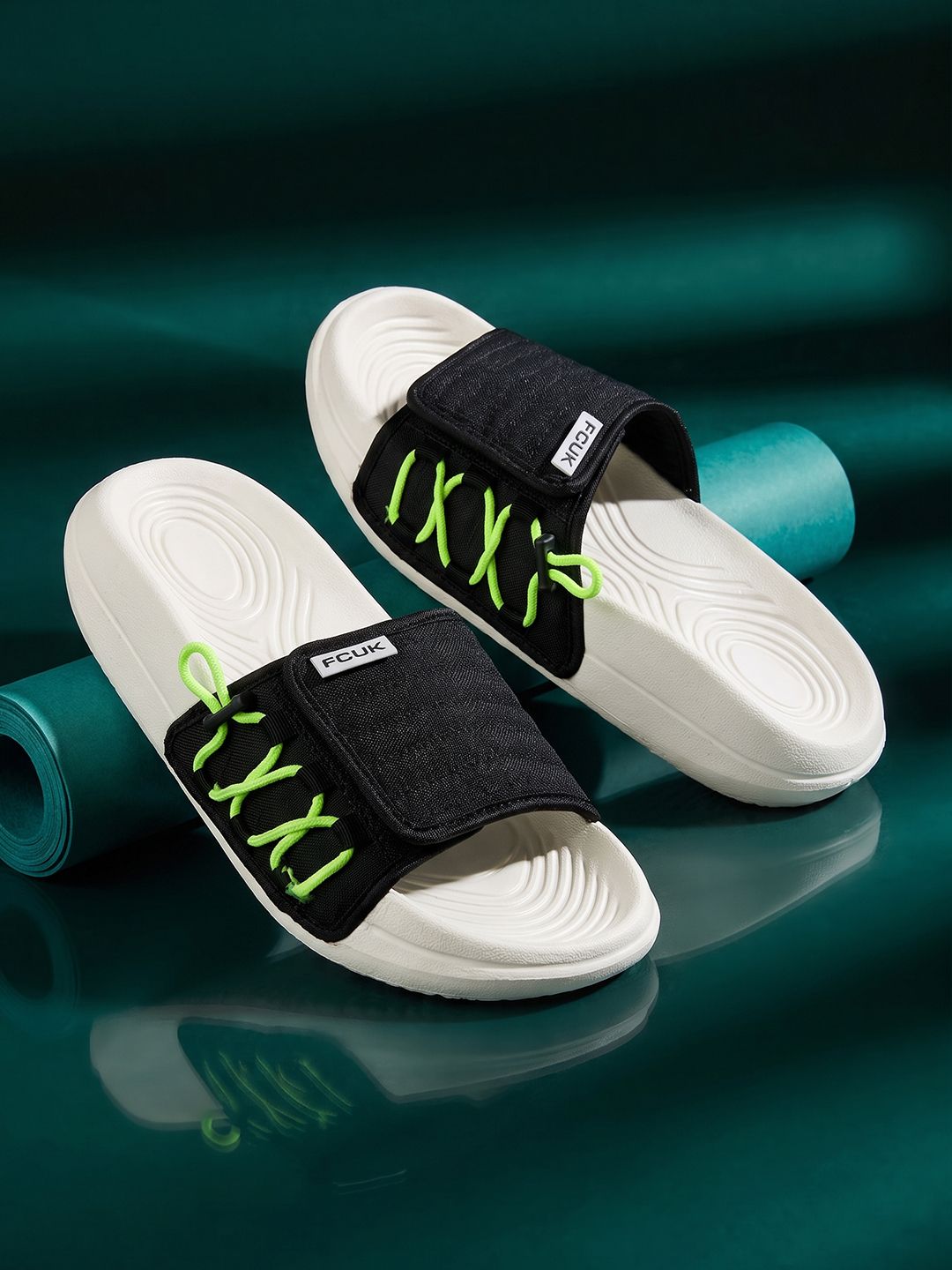 FCUK Men Colourblocked Sliders