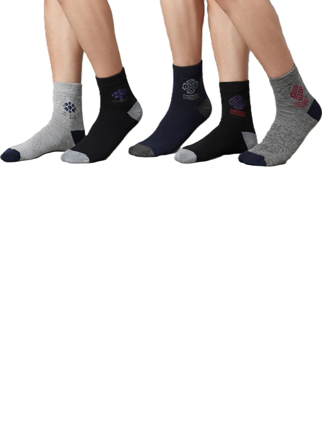 TINY HANDS Men Pack of 3 Cotton Assorted Patterned Above Ankle Socks