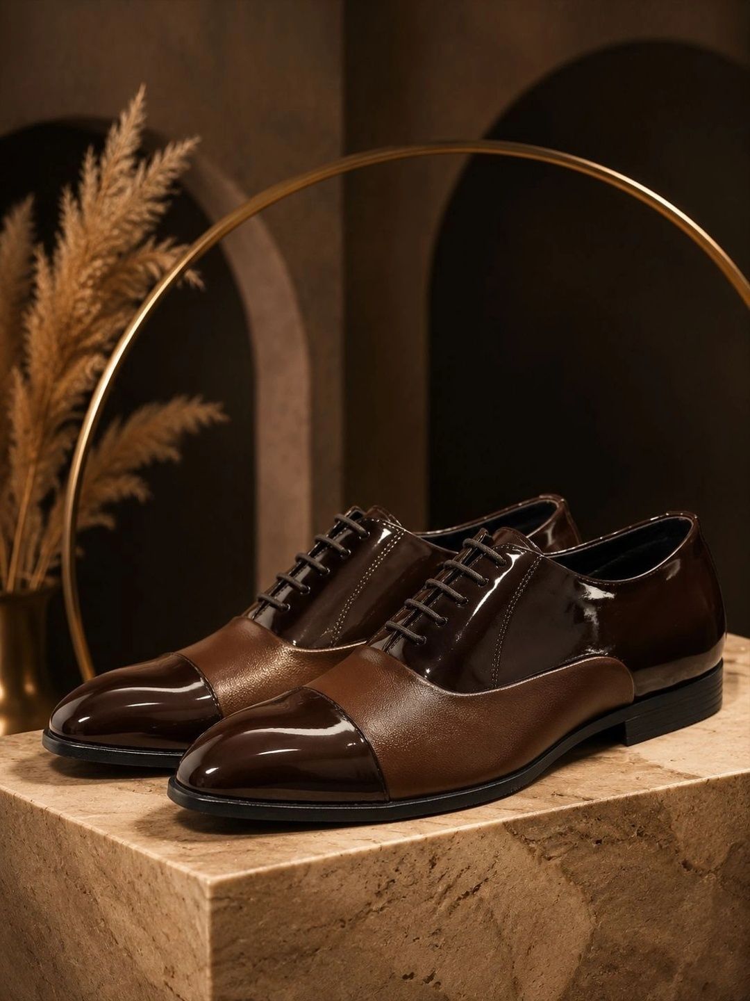 House of Pataudi Men Round Toe Lace-Ups Oxfords Formal Shoes