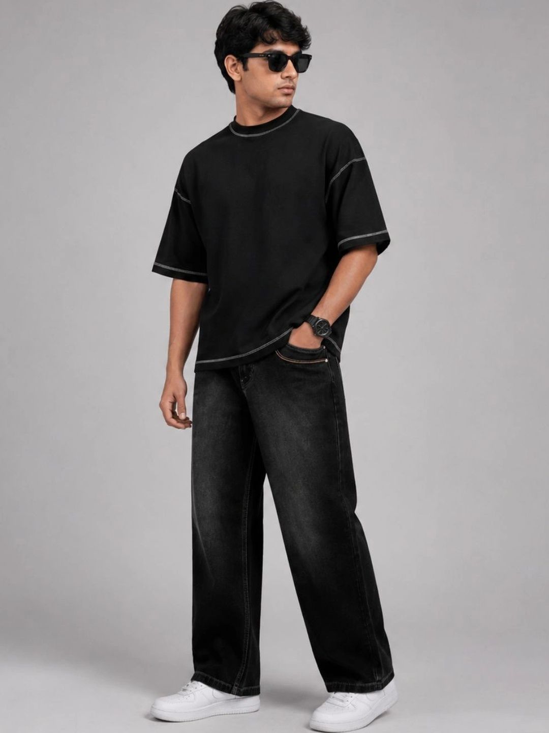 MUMS STITCH Men Straight Fit Mid-Rise Jeans