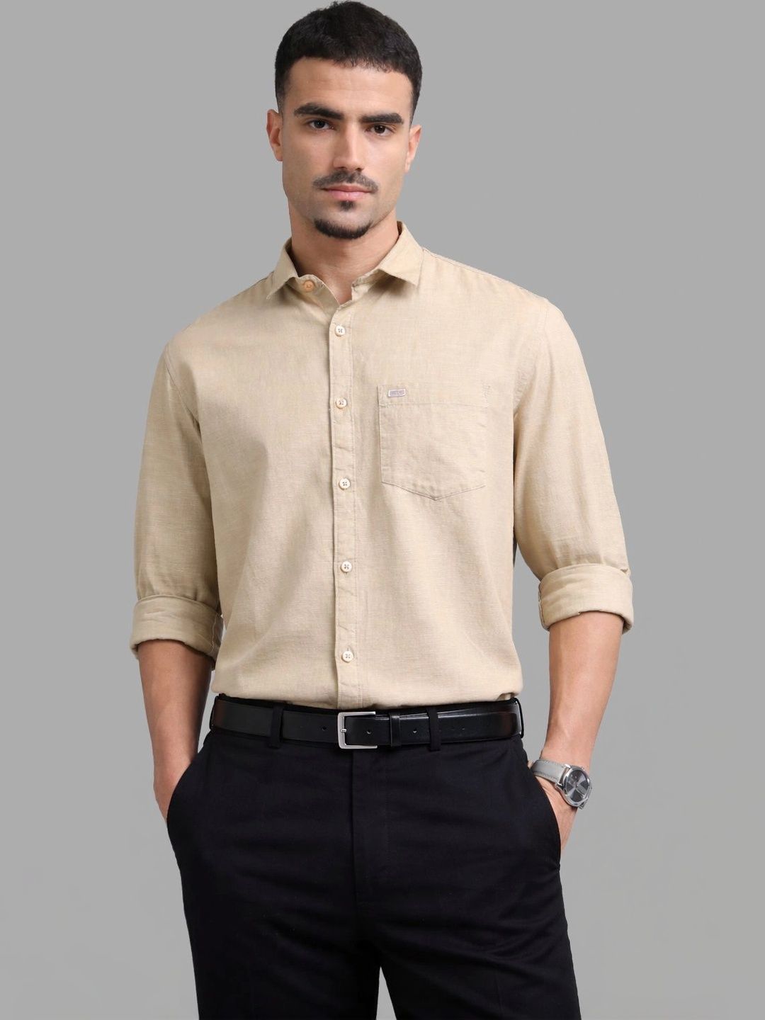 U.S. PITCHERS Men Modern Slim Fit Casual Shirt