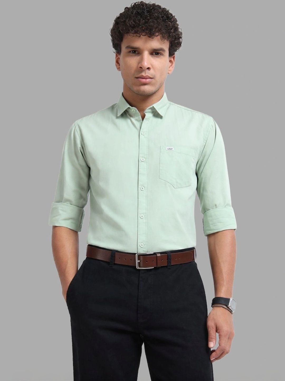 U.S. PITCHERS Men Modern Slim Fit Casual Shirt