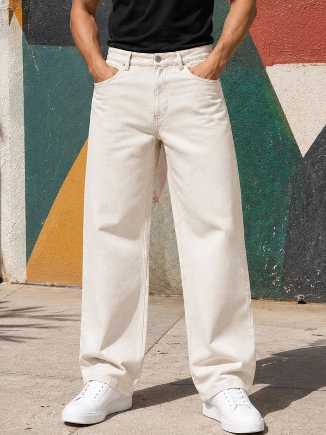 LINARIA Men Classic Regular Fit Mid-Rise Stretchable Jeans