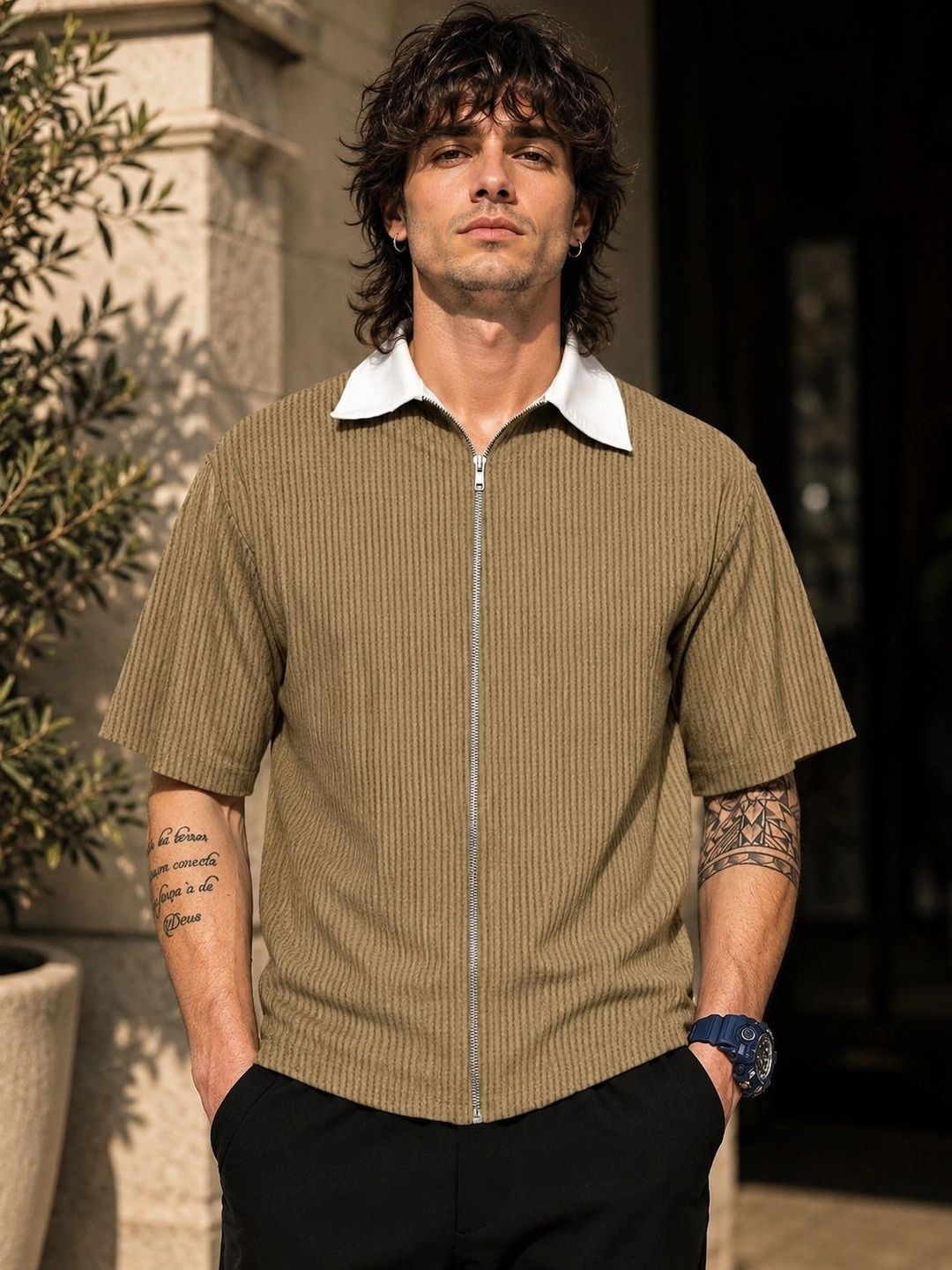HOODLER Men Polo Collar T-shirt