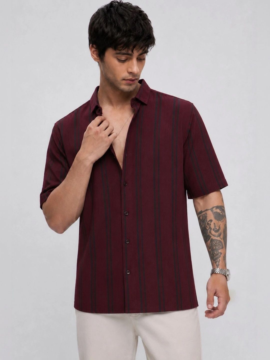 Parcel Yard Men Standard Striped Casual Shirt