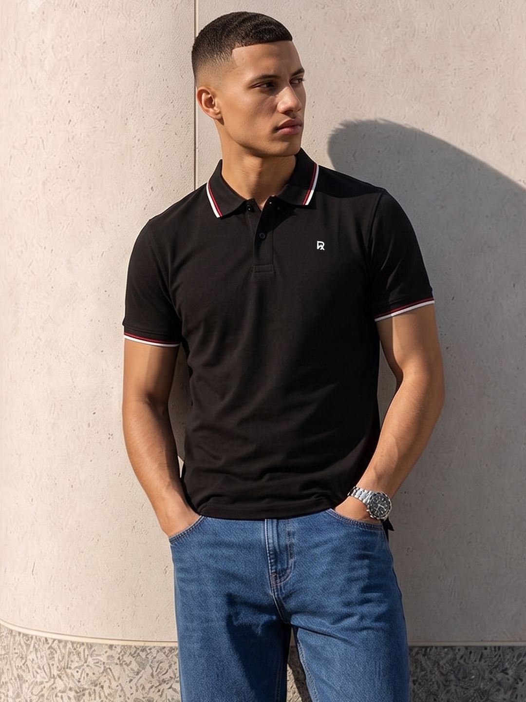 The Roadster Life Co. Brand Logo Polo Collar Pure Cotton T-shirt