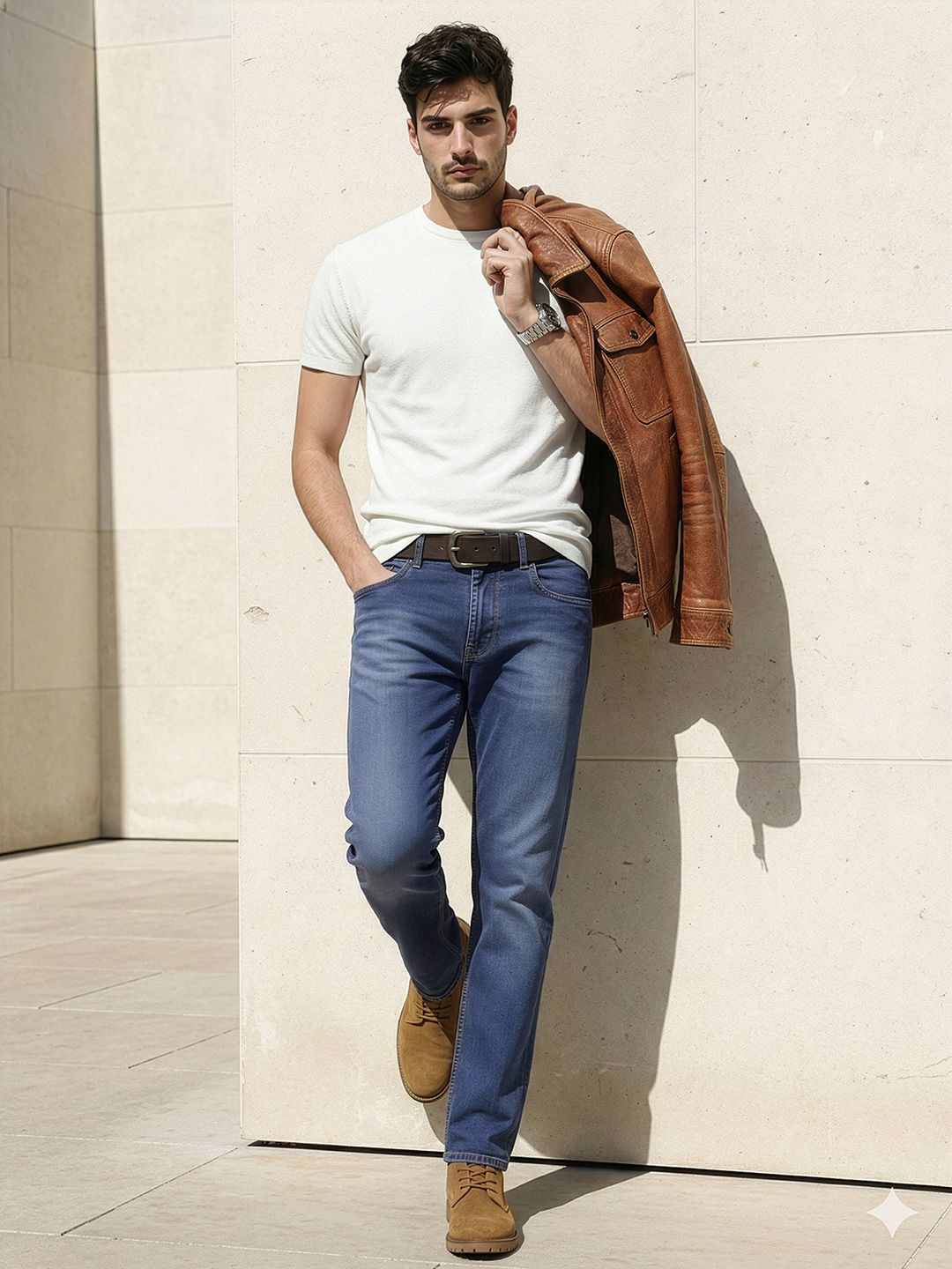 The Roadster Life Co. Men Straight Fit Stretchable Jeans With A Bag