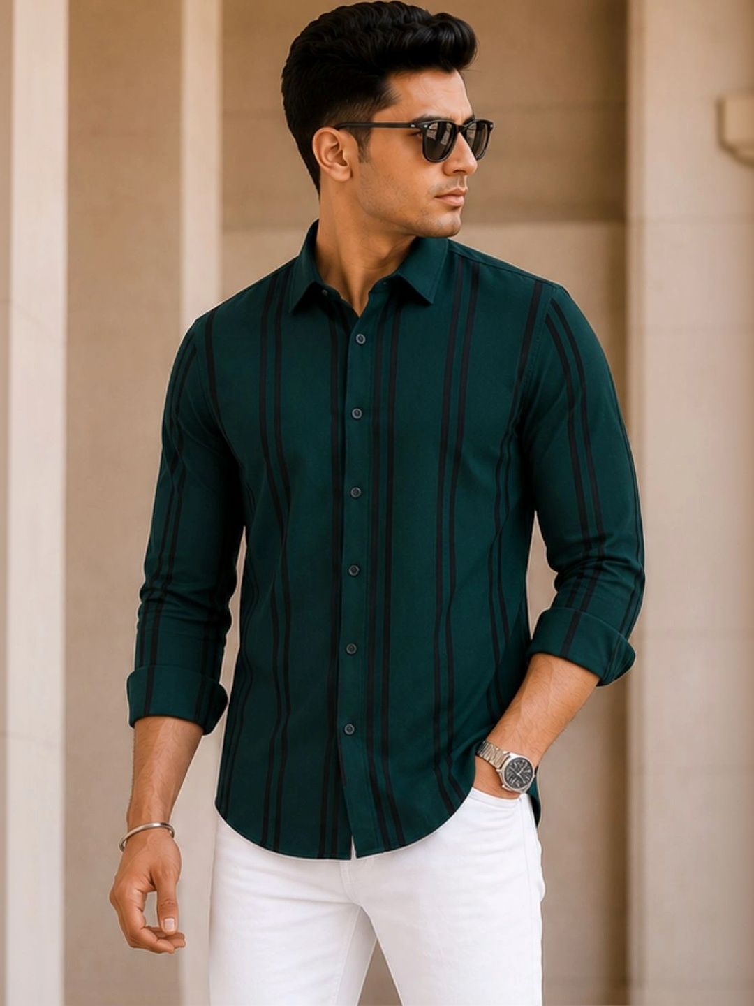 ROLLISTEAR Striped Cotton Long Sleeves Casual Shirt
