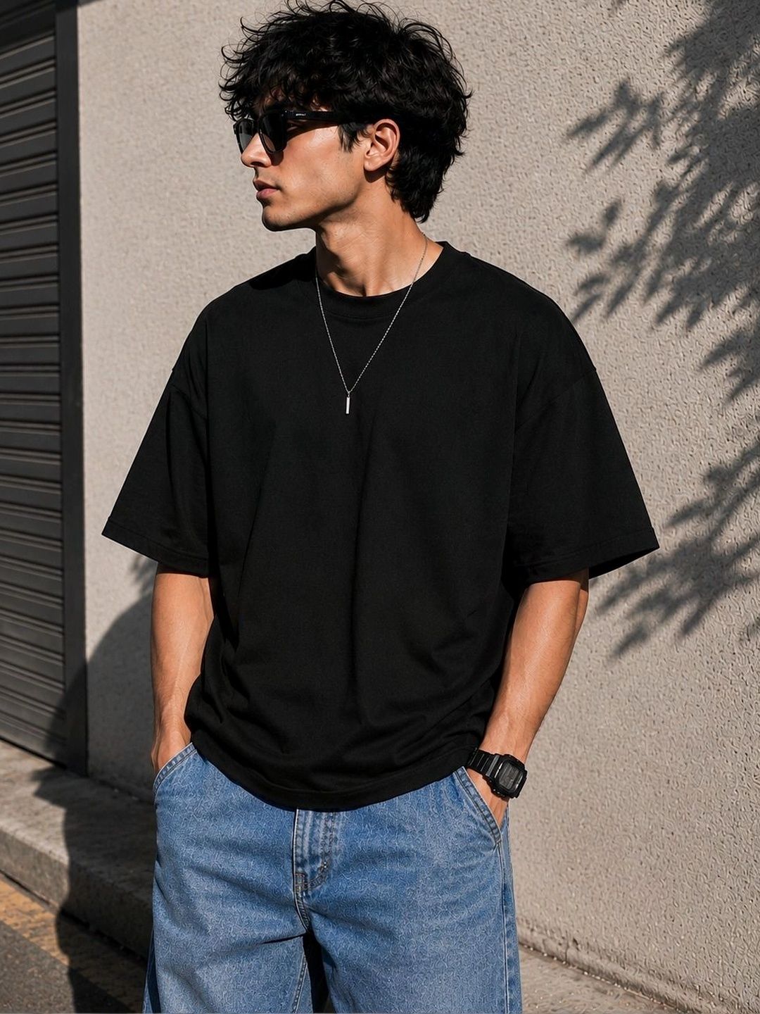 TeeVybe Men Drop-Shoulder Sleeves T-shirt