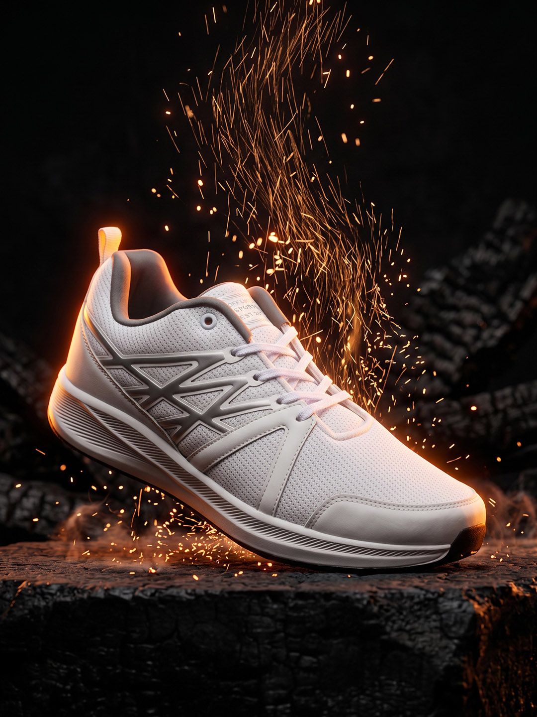 OFF LIMITS Men White Breathable Mesh Non-Marking Running Sports Shoes