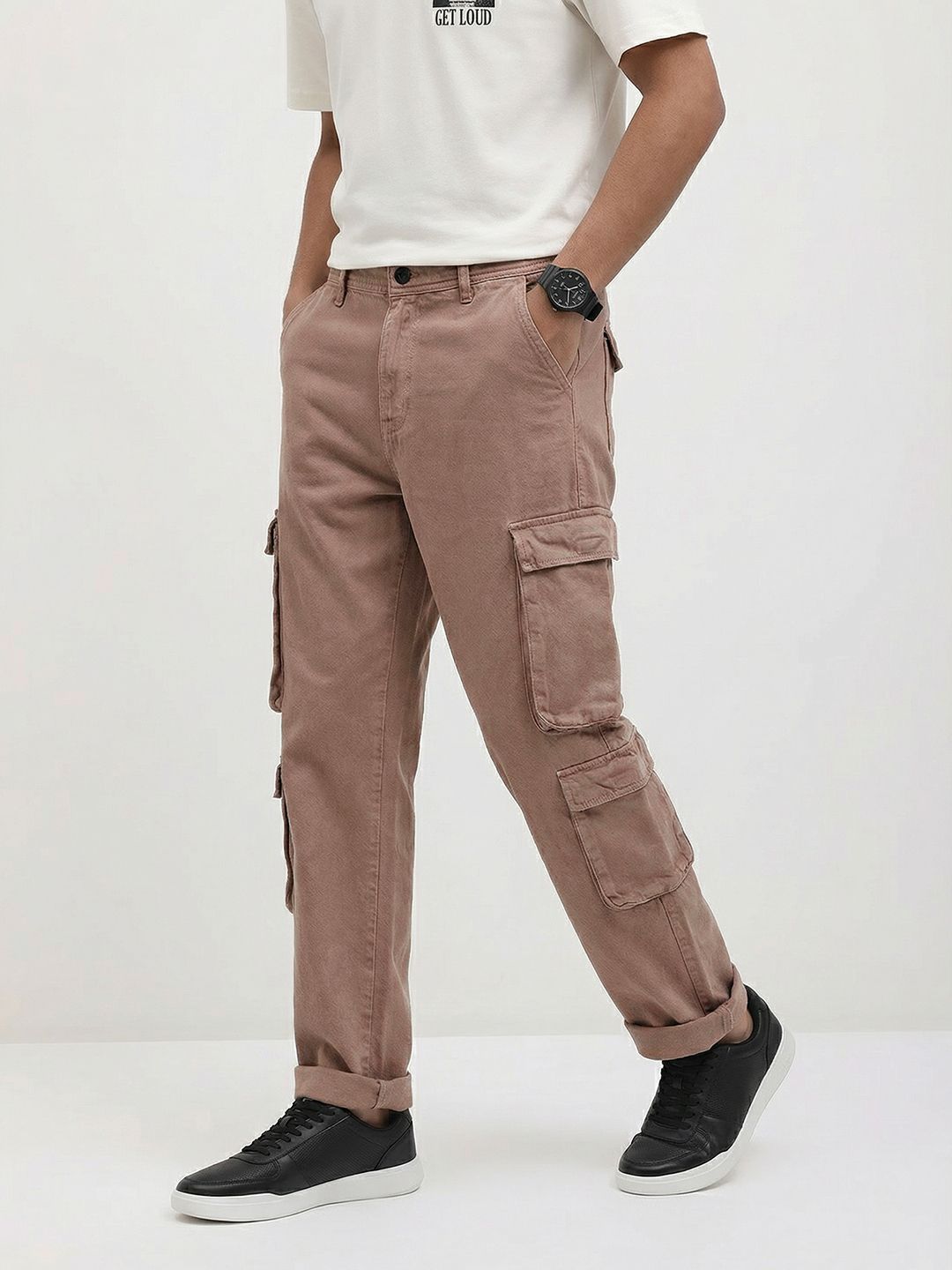 The Roadster Lifestyle Co. Men Straight Fit Cargo Jeans
