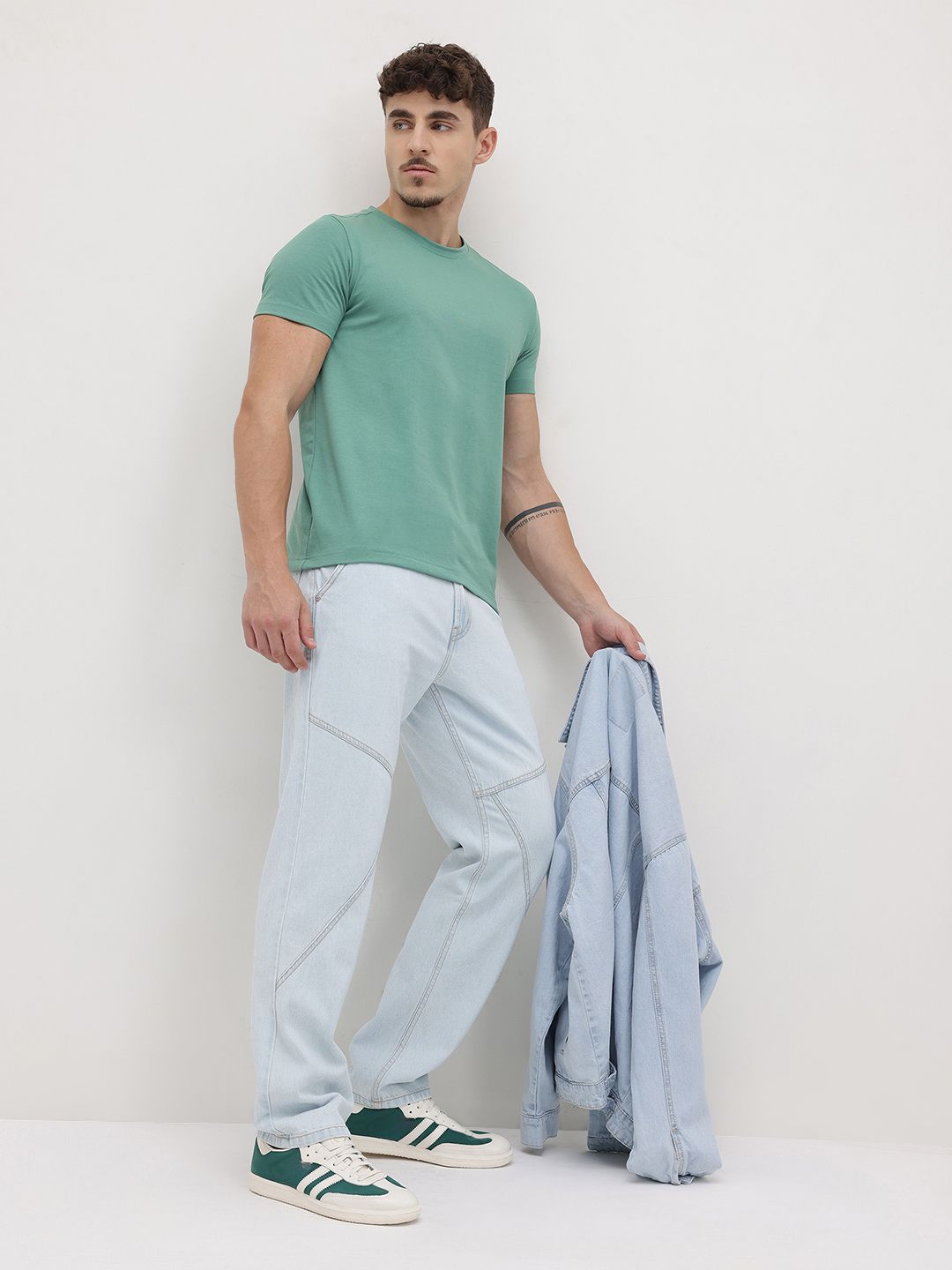 The Roadster Life Co. Men Panelled Mid-Rise Straight Fit Pure Cotton Jeans