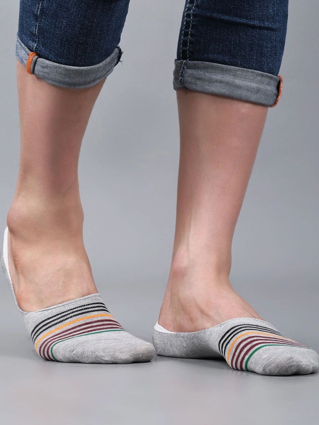 Eleg & Stilance Men Pack of 10 Cotton Assorted Striped Shoe Liners Socks