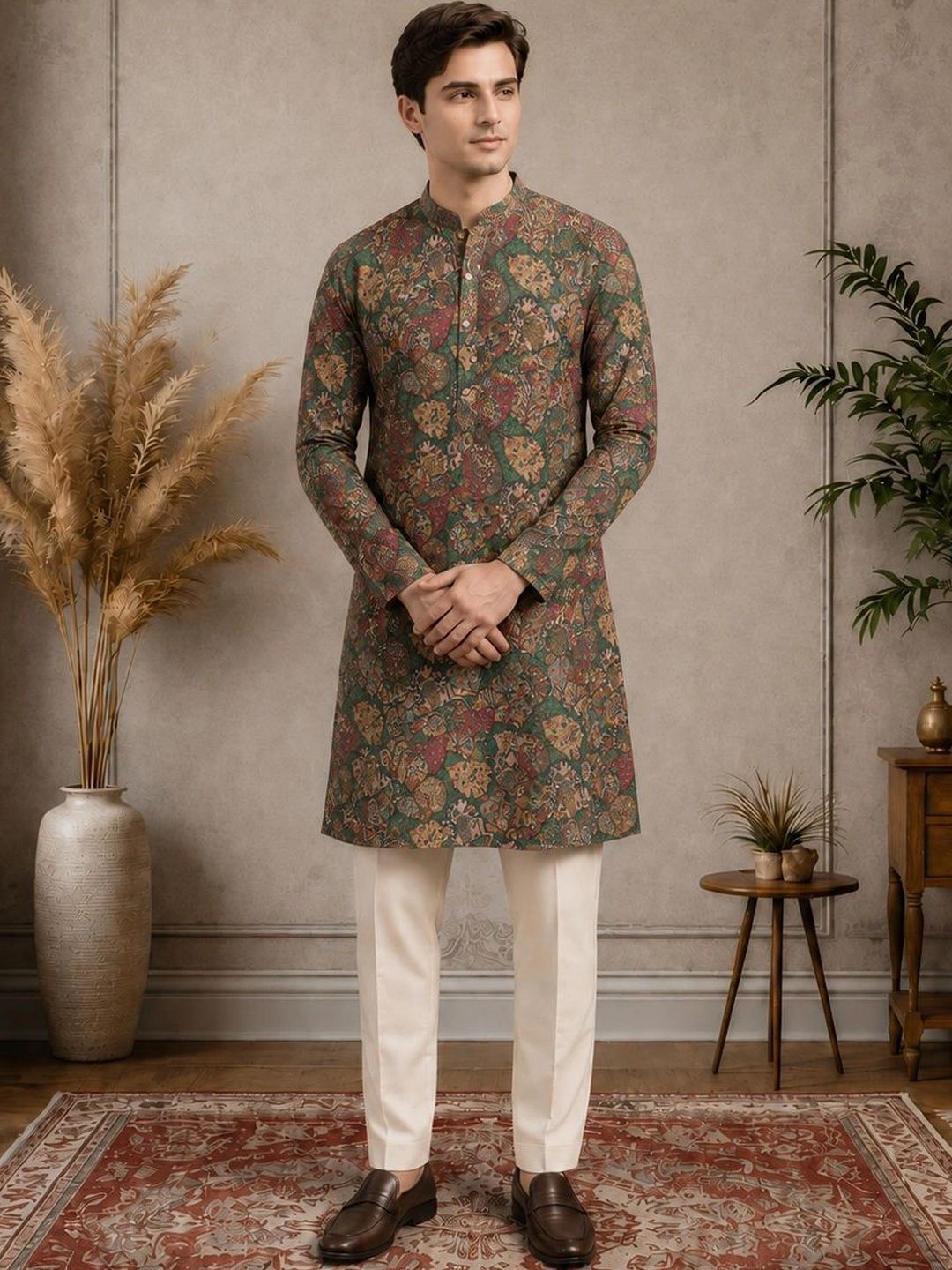 House of Pataudi Men Paisley Printed Kurta