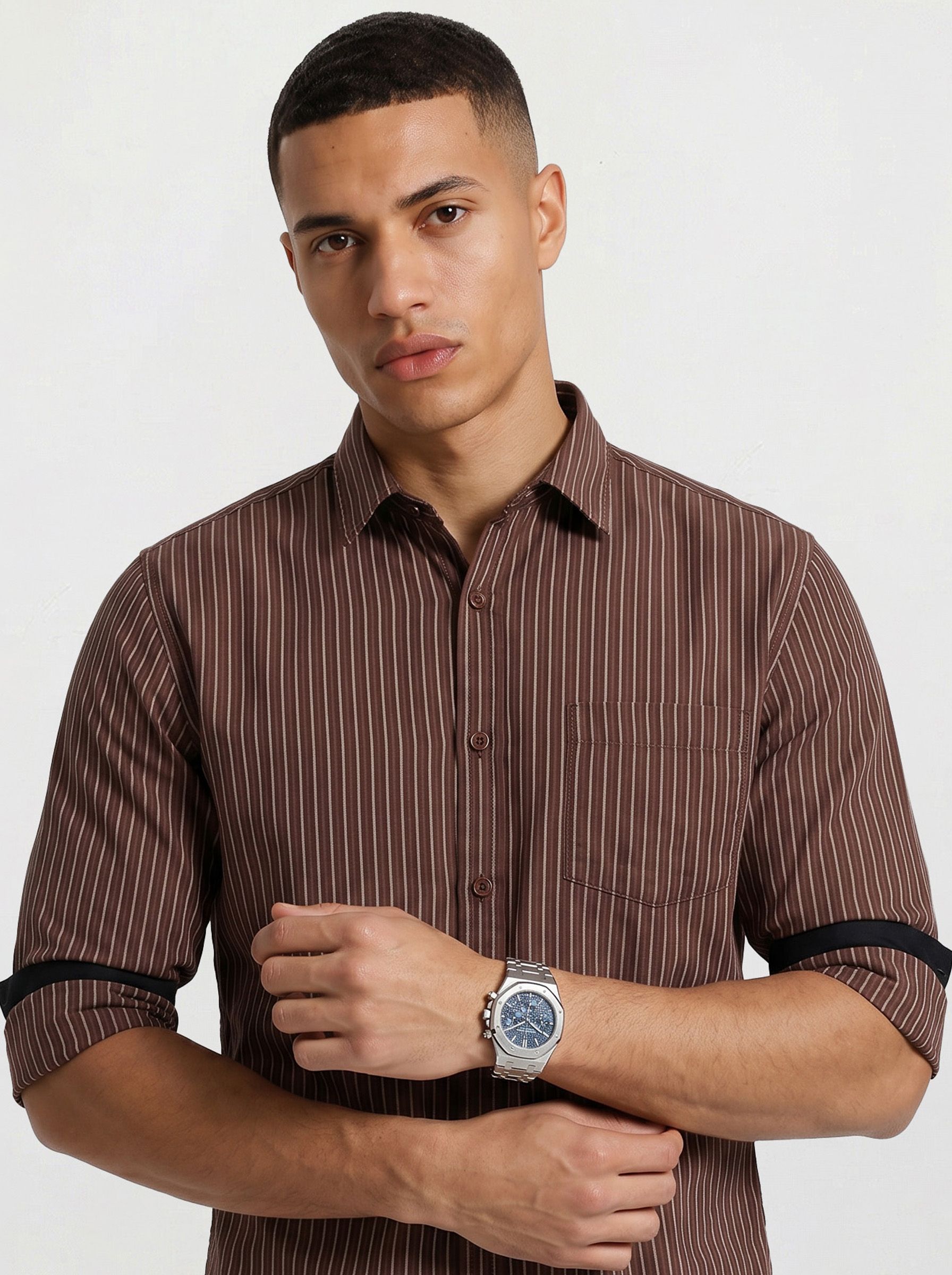 Roadster Life Co. Soft Touch Striped Casual Shirt