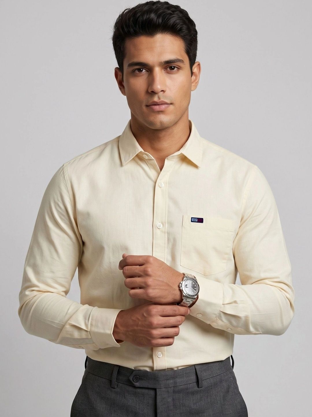 U.S. PITCHERS Men Modern Slim Fit Formal Shirt