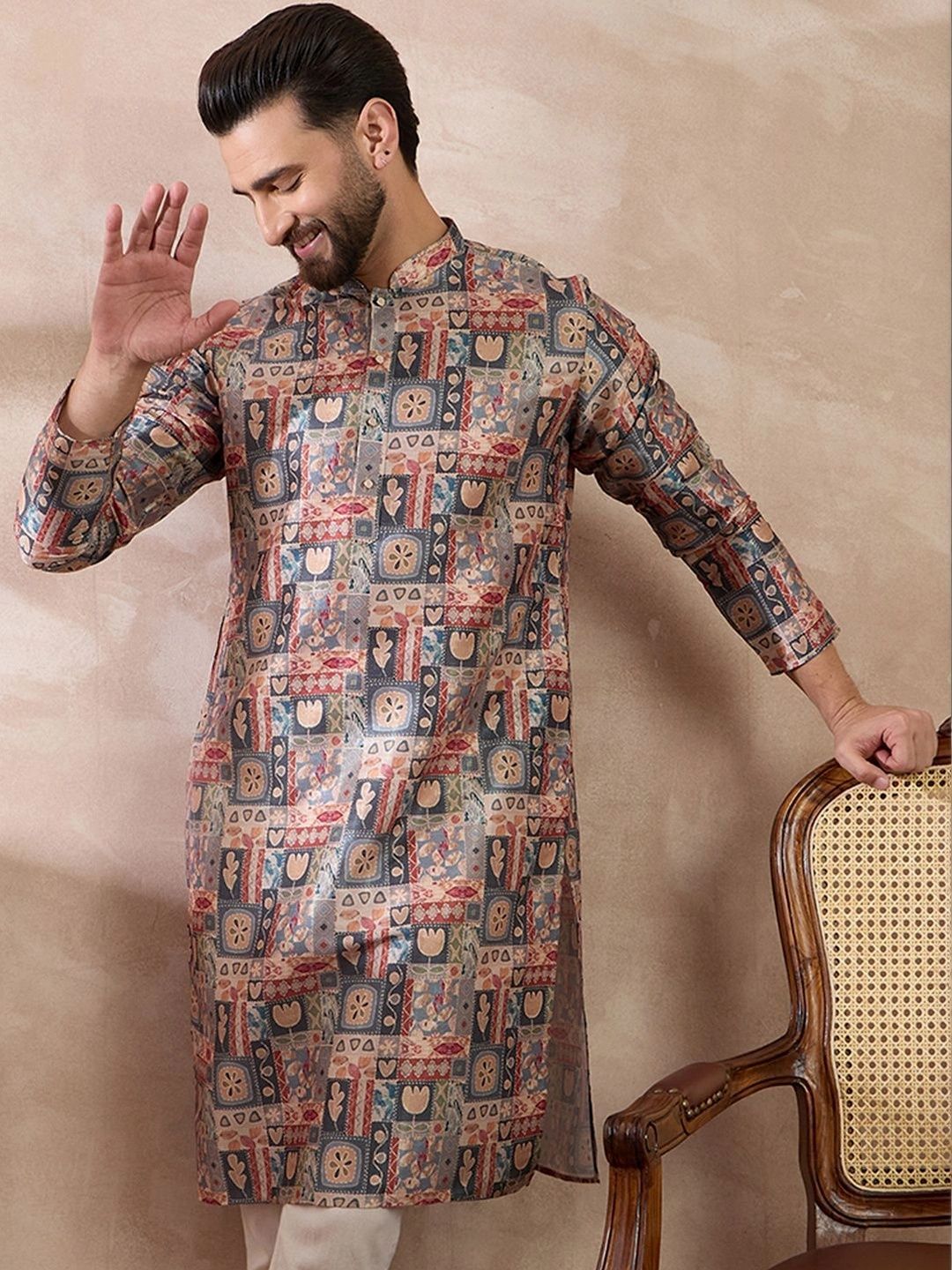 Ethnic Bay Men Ethnic Motifs Printed Summer Sheers Kurta