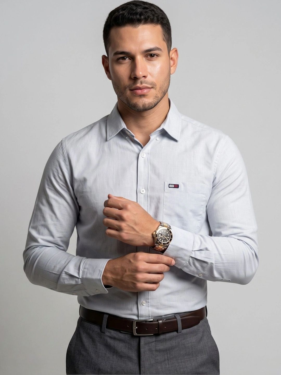 U.S. PITCHERS Men Modern Slim Fit Semiformal Shirt