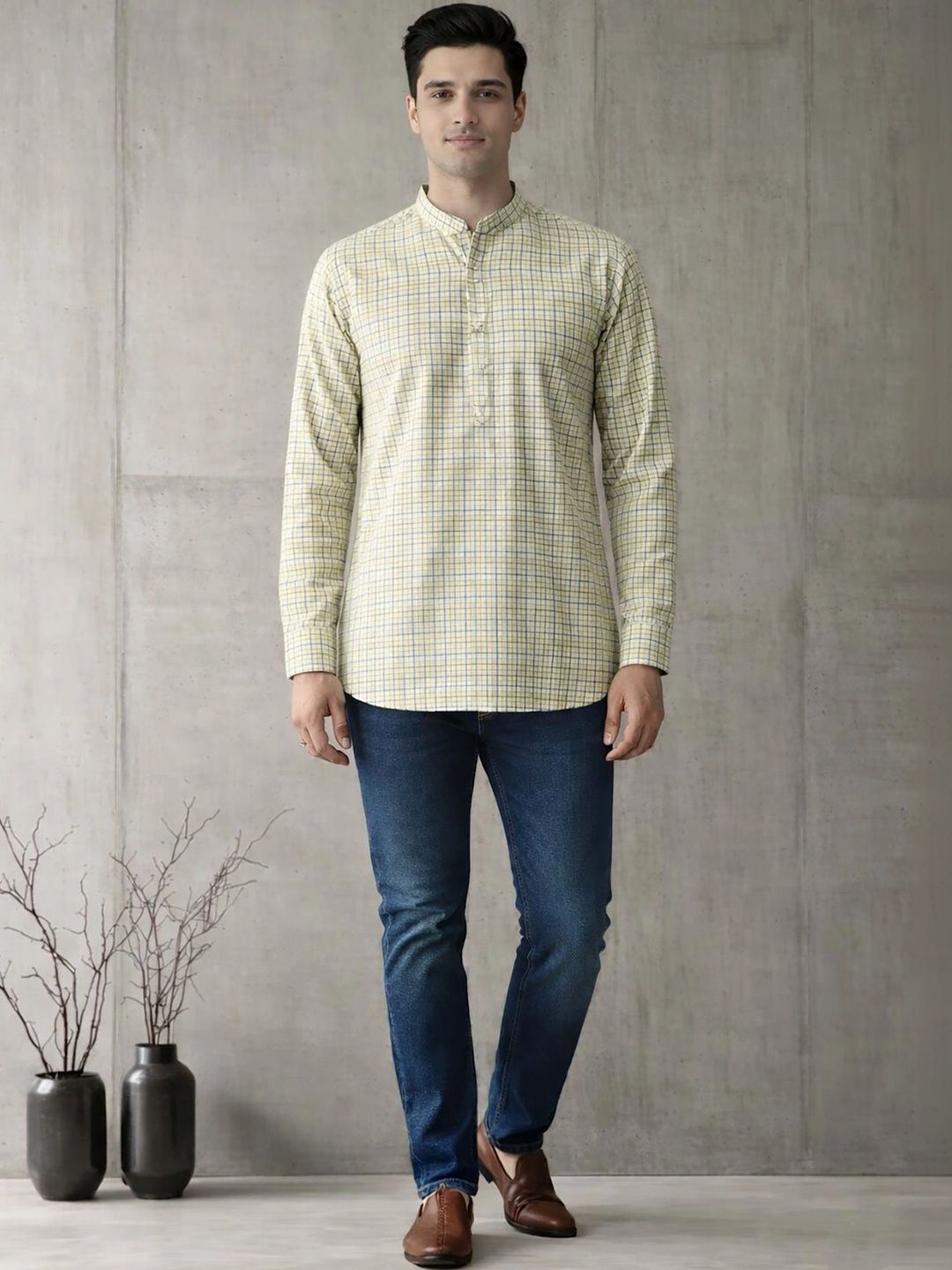 Anouk Men Checked Kurta