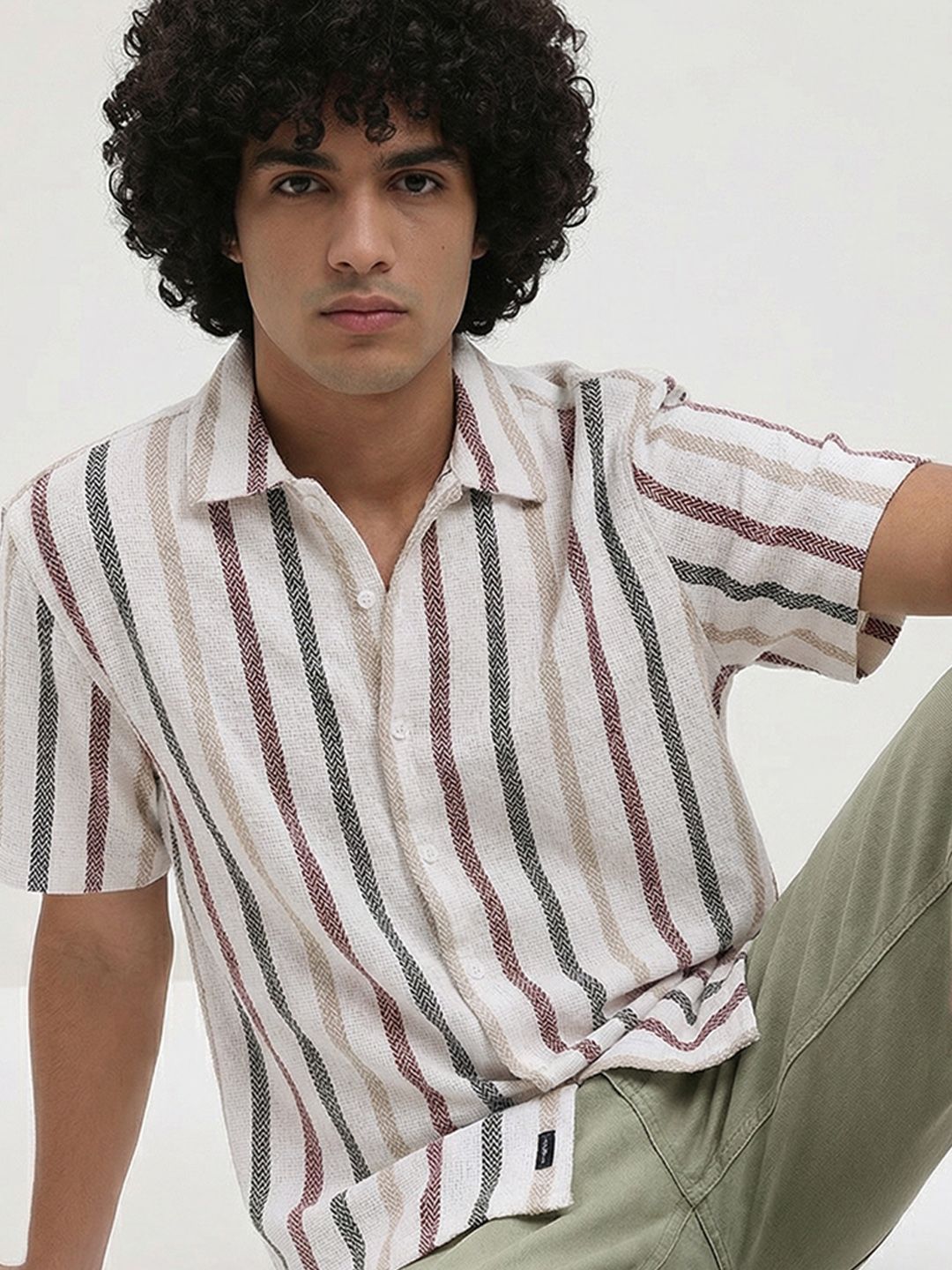 Roadster Life Co. Textured Weave Striped Shirt