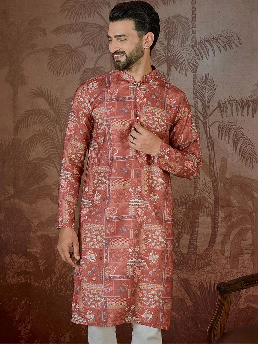 House of Pataudi Men Ethnic Motifs Printed Kurta