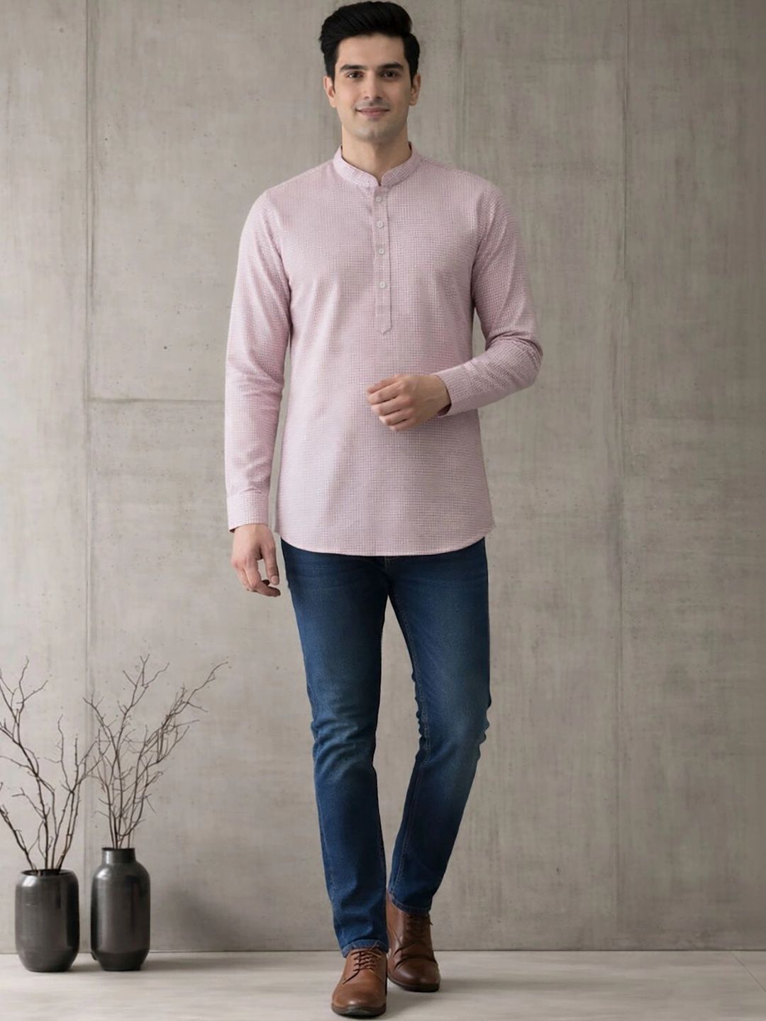 Anouk Men Checked Kurta