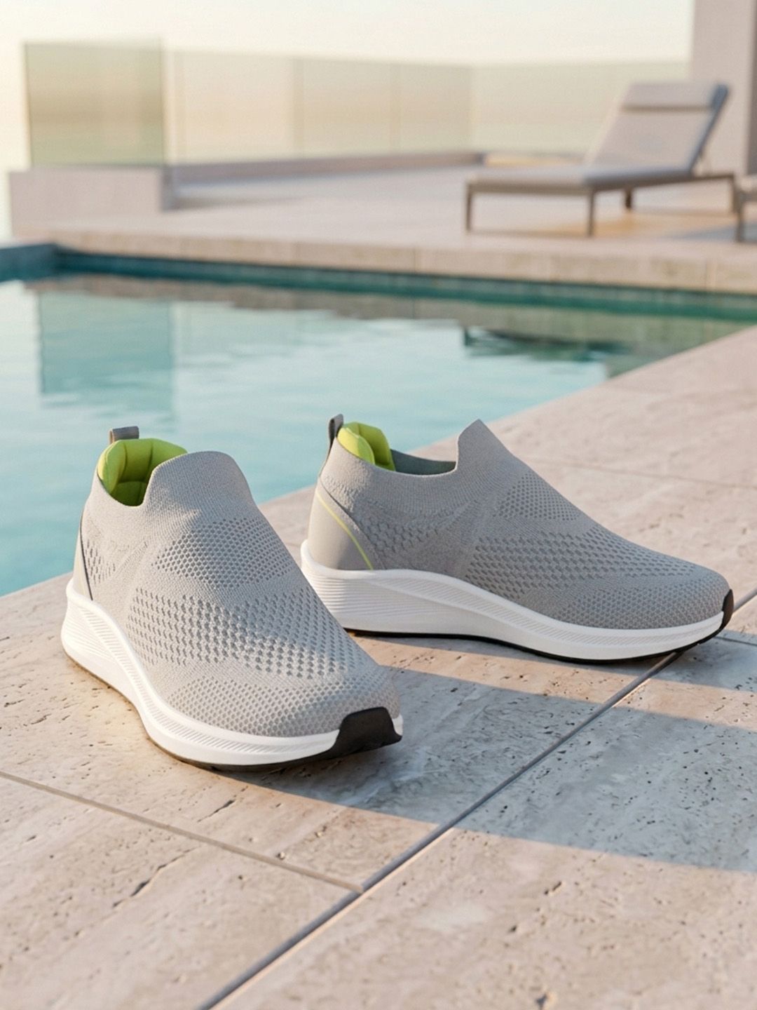 OFF LIMITS Men Grey Textured Mesh Non-Marking Walking Shoes