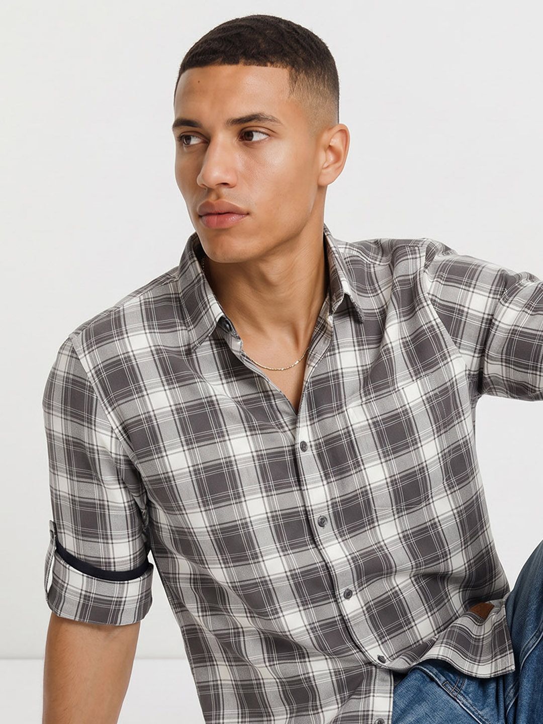 Roadster Life Co. Soft Touch Twill Plaid Casual Shirt