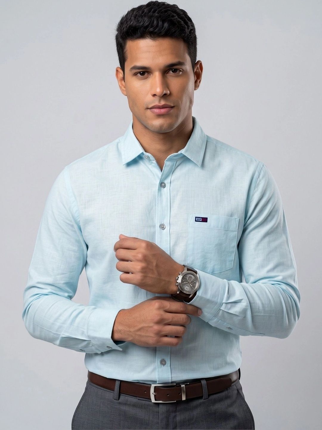 U.S. PITCHERS Men Modern Slim Fit Casual Shirt