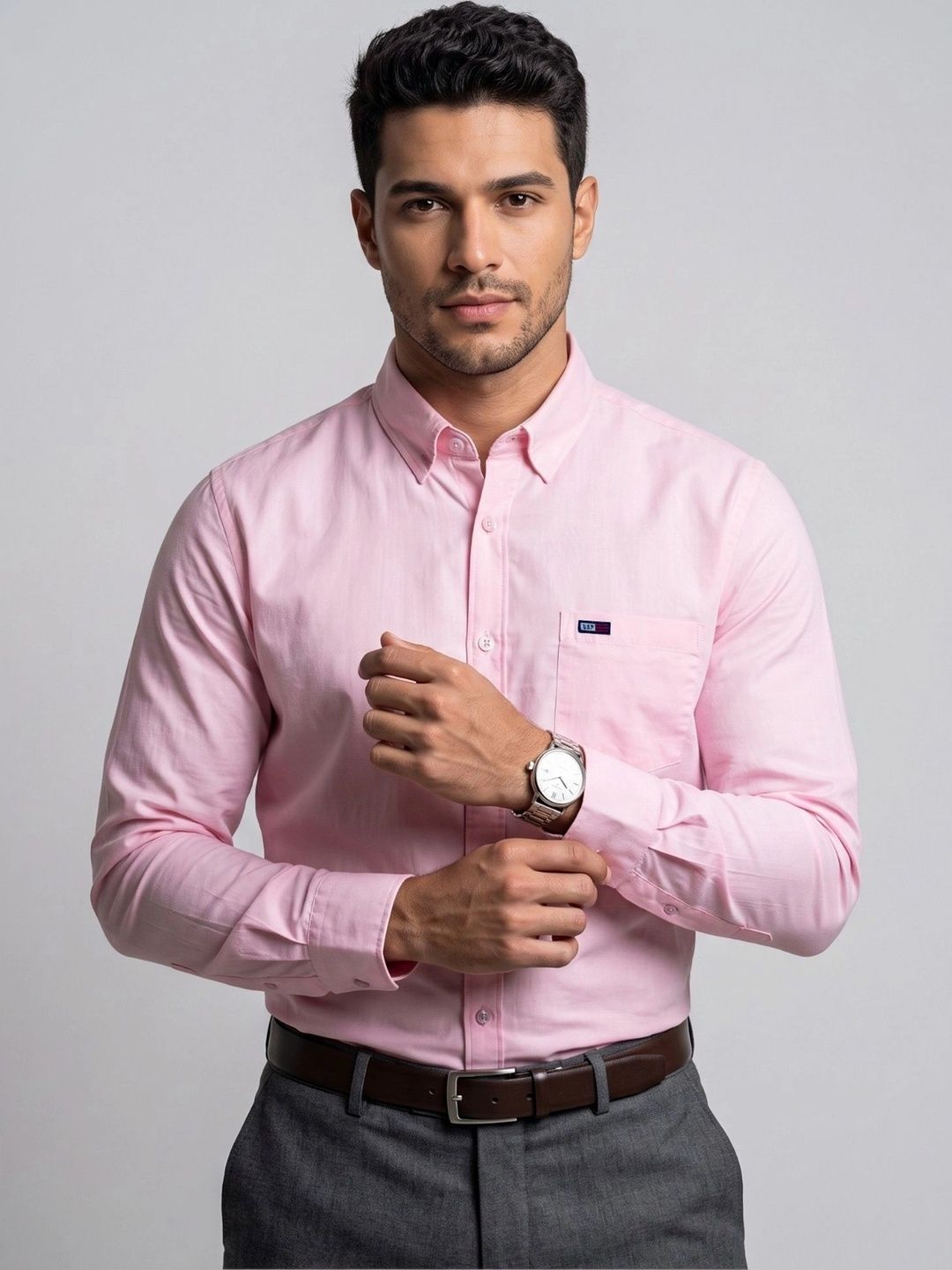 U.S. PITCHERS Men Modern Slim Fit Semiformal Shirt