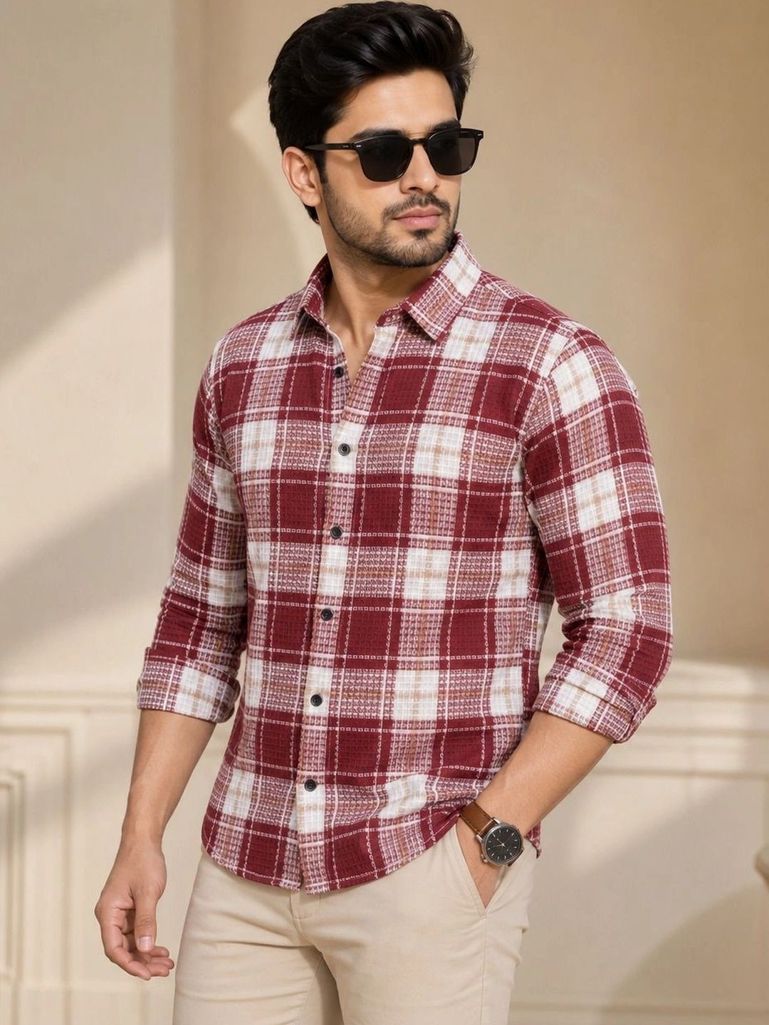 TUSHREE BOUTIQUE Men Classic Tartan Checks Checked Casual Shirt