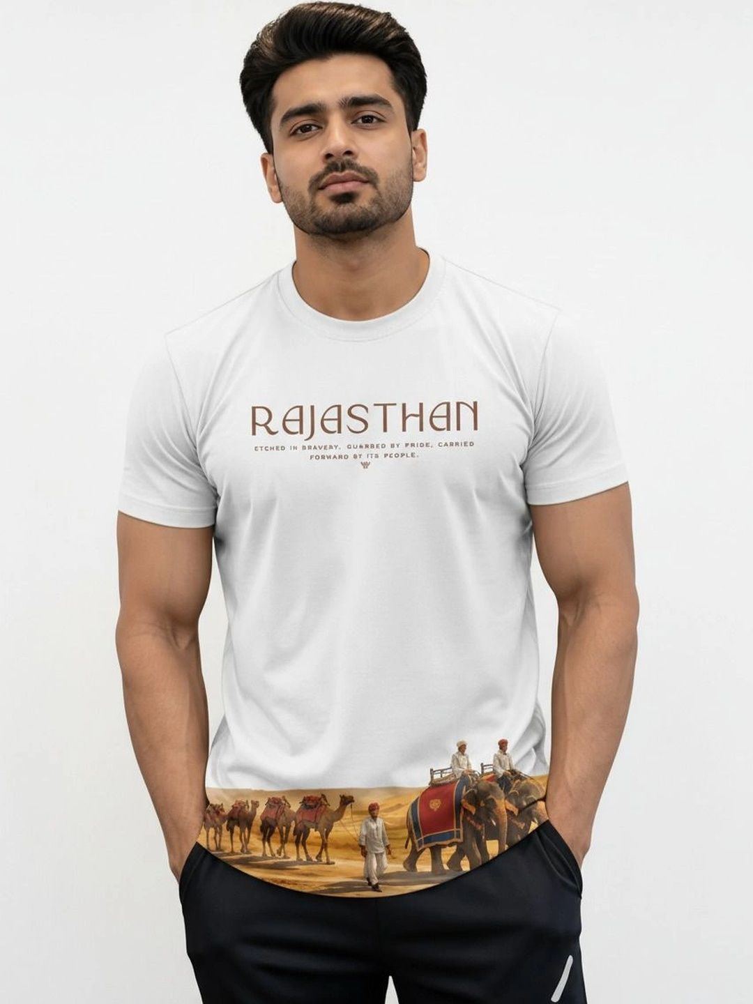 Warrior World Men Printed Pure Cotton T-shirt