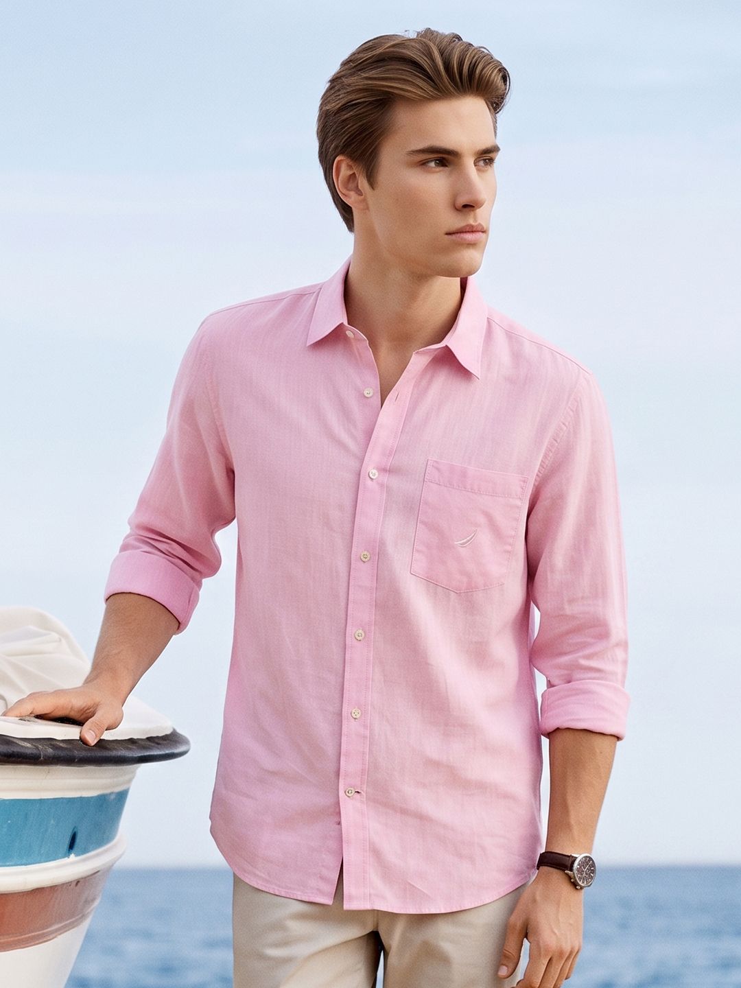 Nautica Slim Fit Pure Cotton Casual Shirt