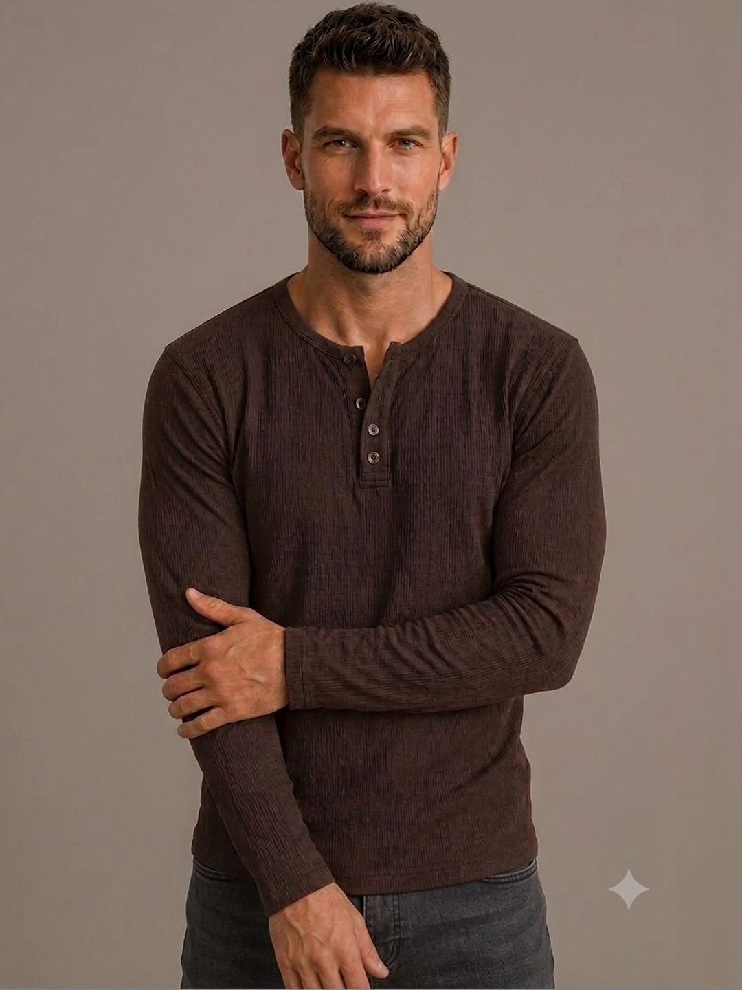 JERKYN Men Henley Neck Slim Fit T-shirt