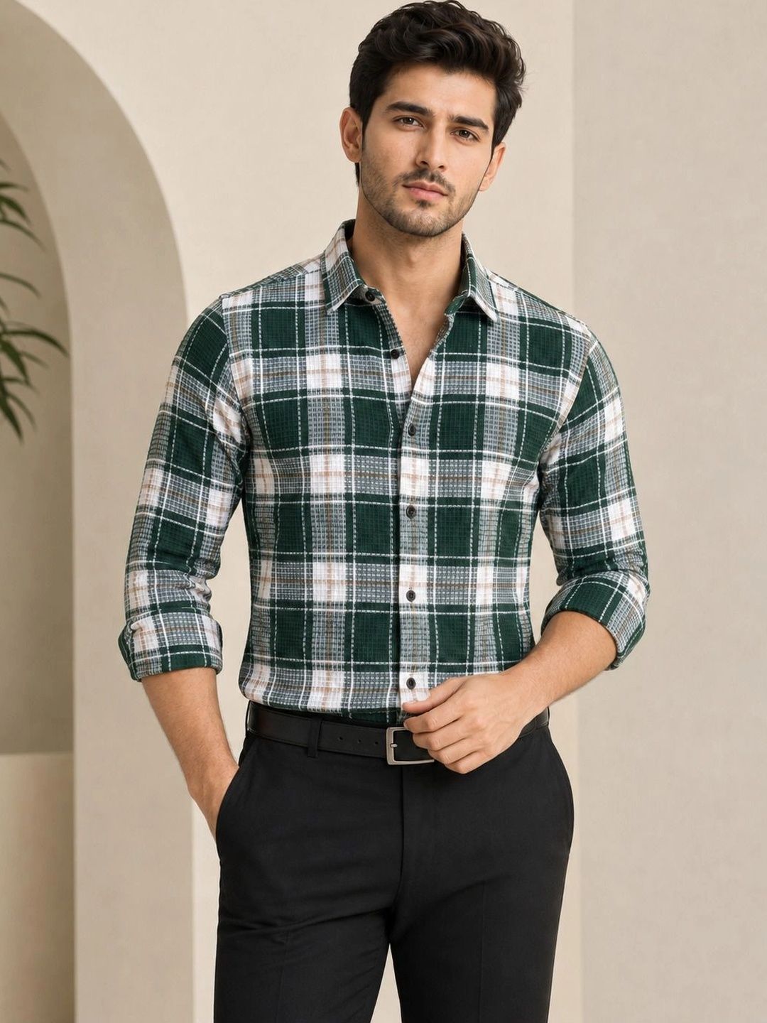 TUSHREE BOUTIQUE Men Classic Tartan Checks Checked Casual Shirt