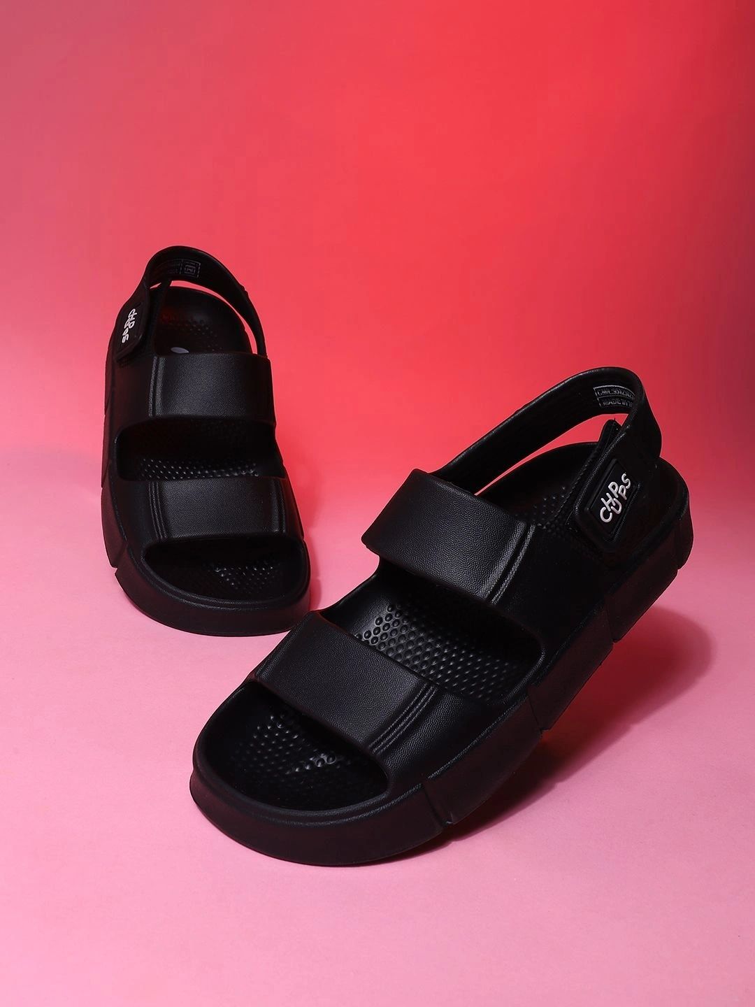 CHUPPS Men Black Chunky Orthopedic Sliders