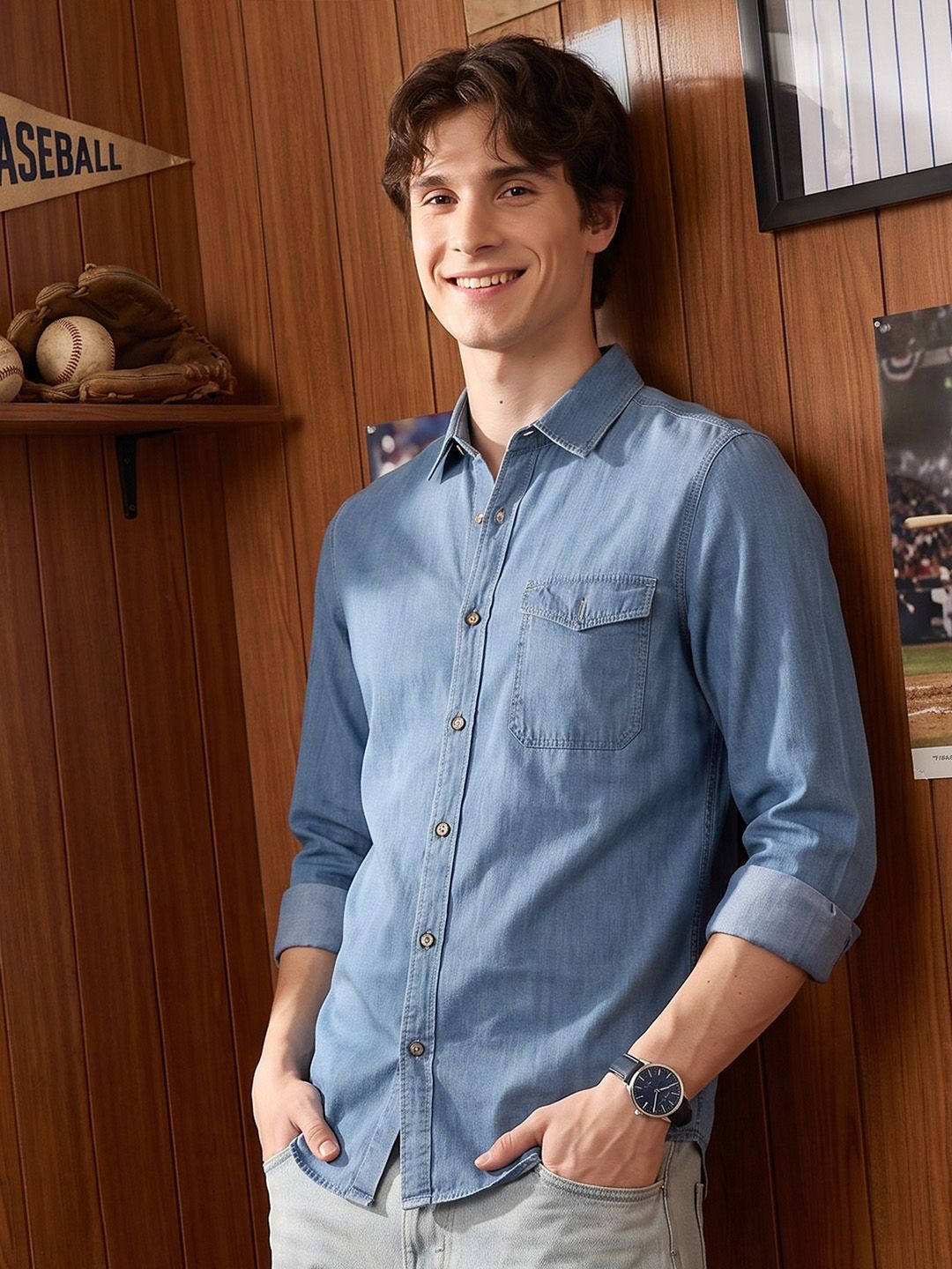 Aeropostale Chambray Pure Cotton Casual Shirt