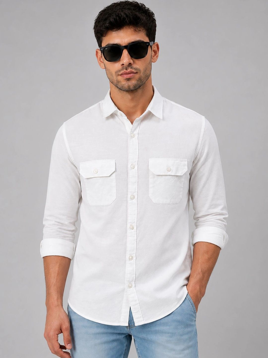 U.S. PITCHERS Men Modern Slim Fit Casual Shirt