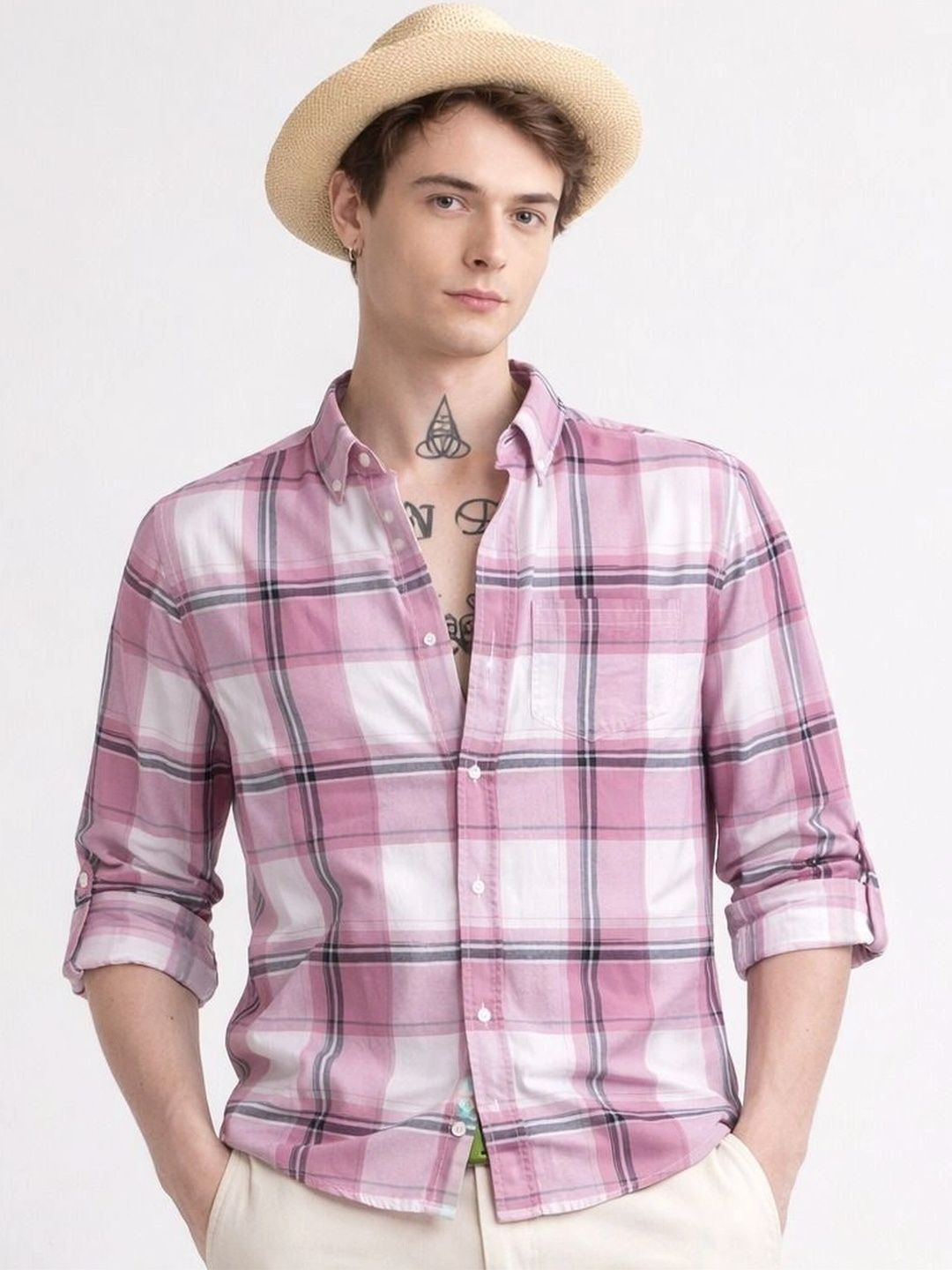 Falconwear Men Tartan Checks Checked Casual Shirt