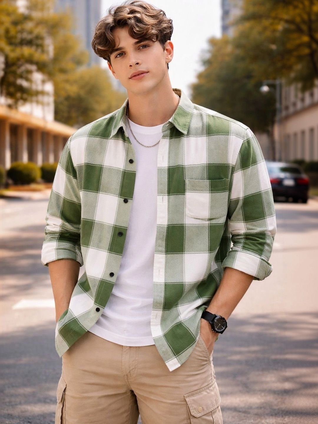 Falconwear Men Buffalo Checks Checked Casual Shirt