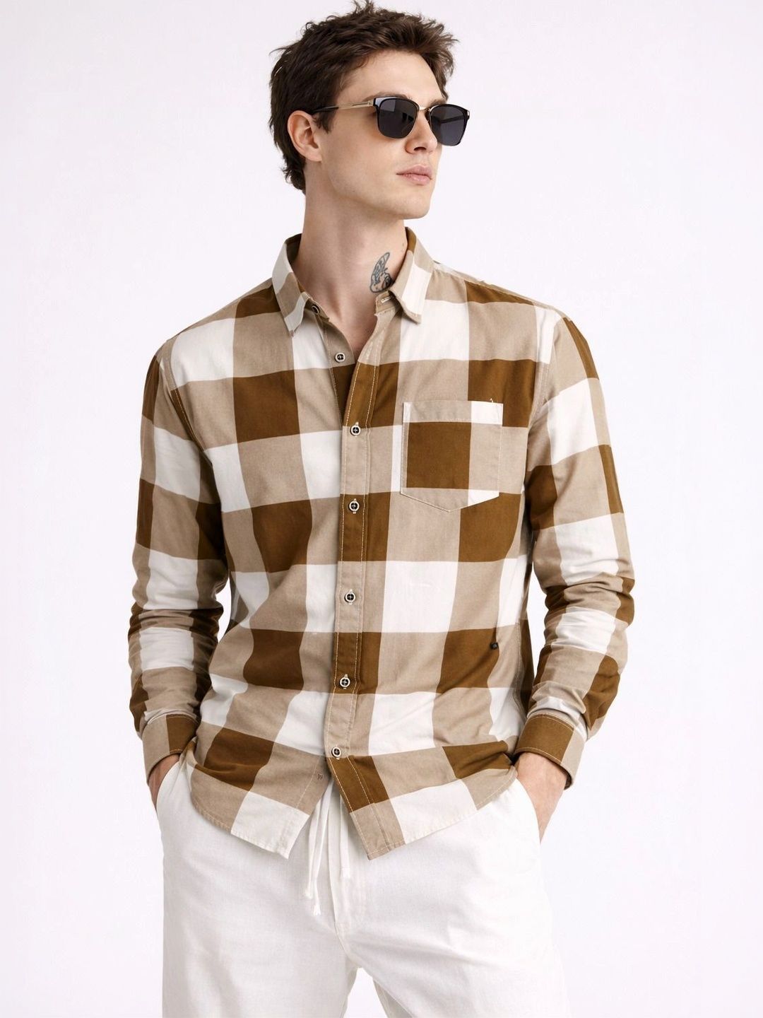 Falconwear Men Buffalo Checks Checked Casual Shirt
