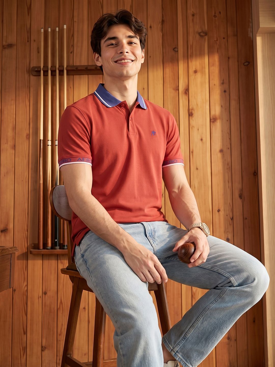 Aeropostale Men Brand Logo Polo Collar T-shirt